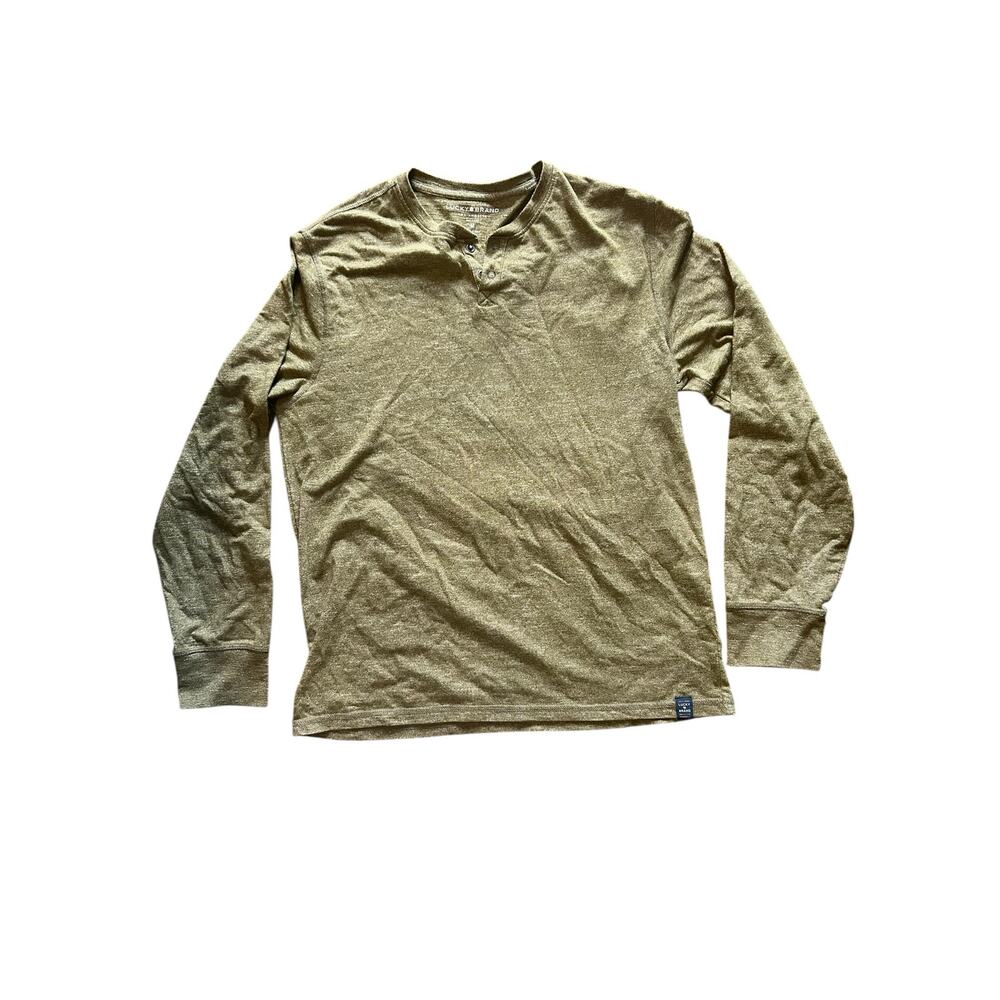 Lucky Brand Men’s Heathered Green Long Sleeve Henley Size Medium-Flaw small hole